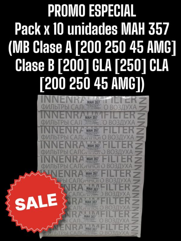 PROMO PACK X 10 UNIDADES Filtros para Habitáculo - M. BENZ CLASE A/CLASE B 12-/CLA (200,250)/GLA (250) 13- (OEM : A2468300018) - MAH 357   (  MAH 357 - AKX-3591 - - - CU 26007 A2468300018)