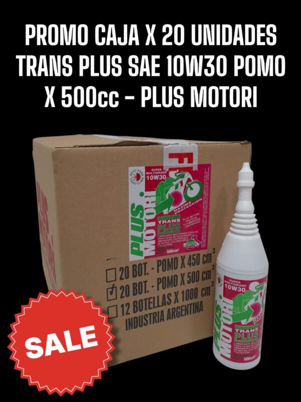 PROMO CAJA X 20 UNIDADES TRANS PLUS POMO SAE10W30 X 500CC - PLUS 9903 PLUS MOTORI