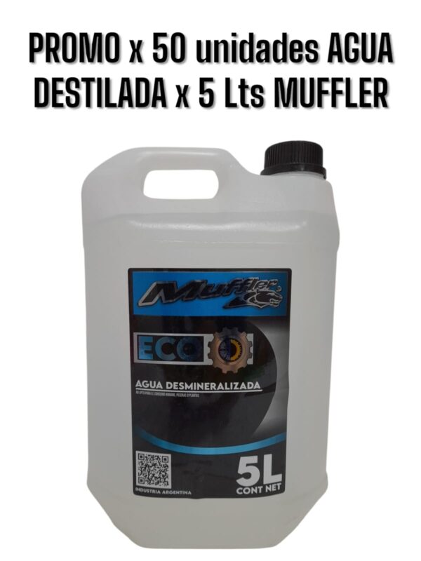 PROMO x 50 unidades AGUA DESTILADA X 5 LITROS - MUF AG 05 MUFFLER