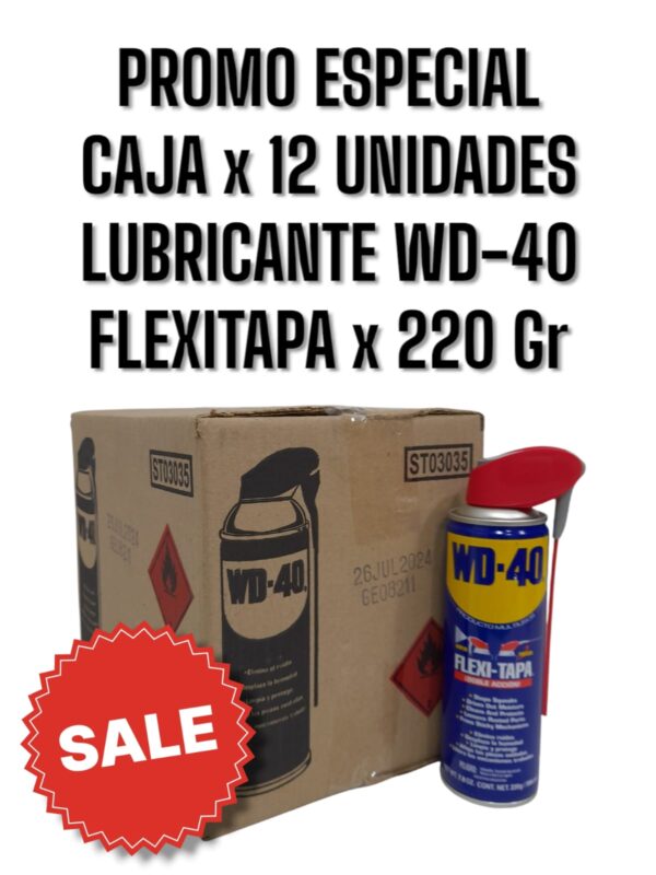 PROMO CAJA X 12 UNIDADES NUEVO ACEITE LUBRICANTE AEROSOL  MULTIUSO  WD-40 X 220 Grs. FLEXI TAPA - WD121 LUBRICANTE EN AEROSOL  (WD40 SIMIL FUL 611 / FUL 612 F50 - A3610/12 / A3611/12 W99 PLUS 3040 - K78 501)