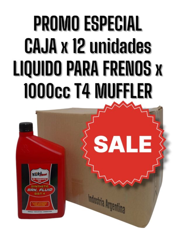 PROMO X CAJA DE 12 UNIDADES LIQUIDO PARA FRENOS TIPO 4 X 1000 CC - MUF LFT4 X1000 BKR FLUID