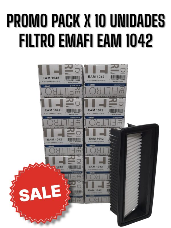 PROMO PACK X 10 UNIDADES [FILTRO EMAFI] HYUNDAI i10 1.2 08> - EAM 1042  (EAM 1042 MR 461J JFA-0H22 CA 11201 AMPI 1226 - C 27014 281130X200)
