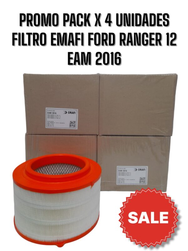 PROMO PACK X 4 UNIDADES [FILTRO EMAFI] FORD RANGER 12- - EAM 2016(EAM 2016 MR 381 WR-191 CA 11674 AMP 277 AR 2143 C 22024 AB399601AB)