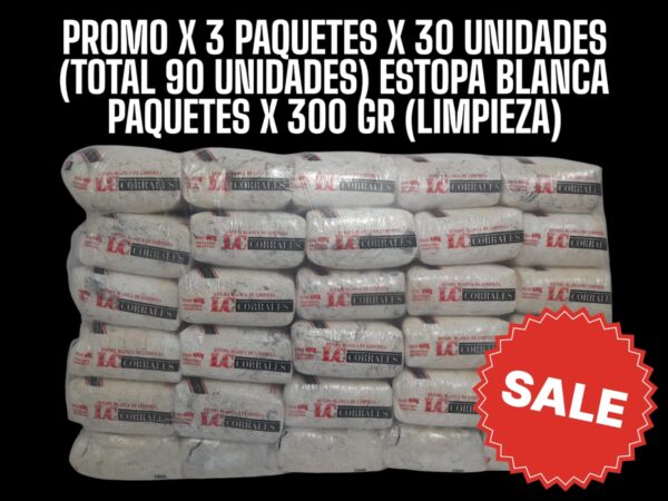 PROMO X 3 paquetes x 30 unidades ( total 90 unidades) Estopa blanca paquetes x 300gr (LIMPIEZA) - DANTLI X300