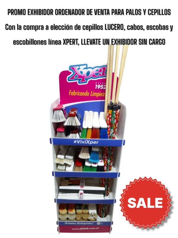 PROMO Exhibidor  Ordenador de venta para palos y cepillos (sin perchitas)  - XPERT 100 CON LA COMPRA A ELECCION DE CEPILLOS LUCERO, CABOS, ESCOBAS Y ESCOBILLONES LINEA XPERT  LLEVATE UN EXHIBIDOR SIN CARGO