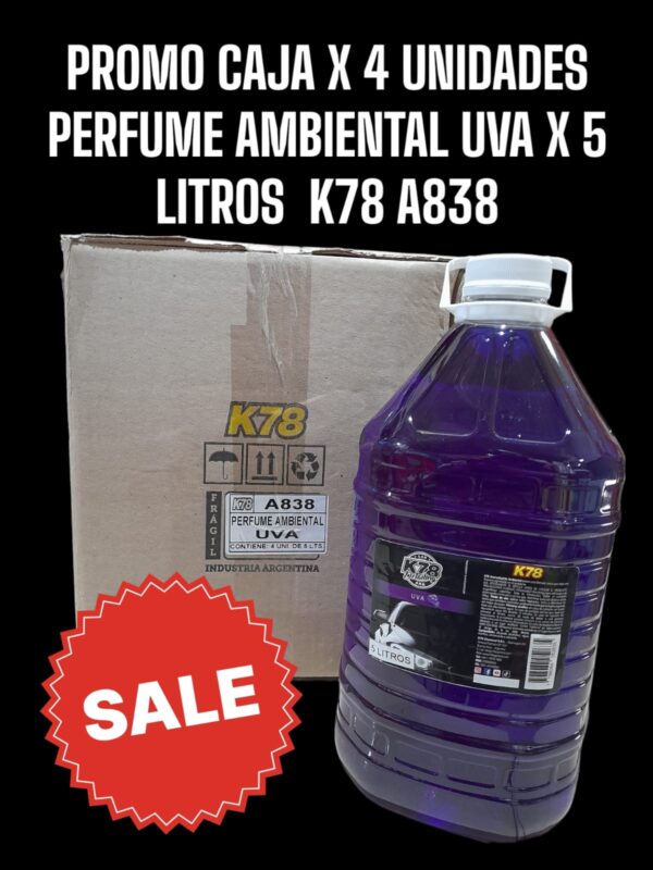 PROMO CAJA X 4 UNIDADES PERFUME (AROMATIZADOR) AMBIENTAL UVA 5 LTS - K78 A838 (SIMIL FUL 064)