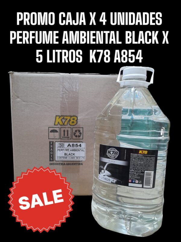 PROMO CAJA X 4 UNIDADES PERFUME AMBIENTAL BLACK X 5 LITROS  K78 A854