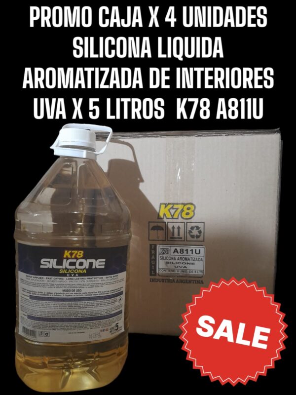 PROMO CAJA X 4 UNIDADES  SILICONA LÍQUIDA DE INTERIORES    (UVA) X 5 LTS - K78 A811UV