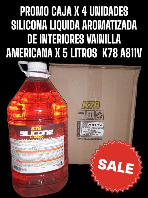 PROMO CAJA X 4 UNIDADES SILICONA LÍQUIDA DE INTERIORES    (VAINILLA AMERICANA) X 5 LTS - K78 A811VA