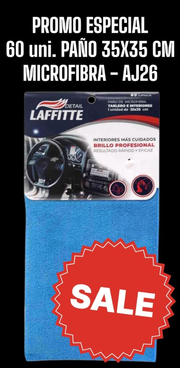 PROMO LAFFITTE 60 UNIDADES PAÑO (1 PAÑO 35X35 450 GS.) MICROFIBRA SUPERFICES DELICADAS - LAF AJ26 PAÑOS - LIMPIEZA - MICROFIBRAS (1 PAÑO 35X35 450 GS.)