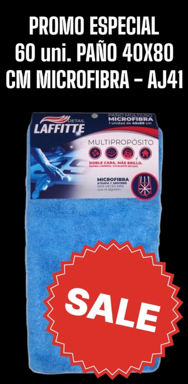 PROMO LAFFITTE 60 UNIDADES PAÑO (1 PAÑO 40X80 CM) MICROFIBRA LIMPIEZA Y SECADO - LAF AJ41 PAÑOS - LIMPIEZA - MICROFIBRAS