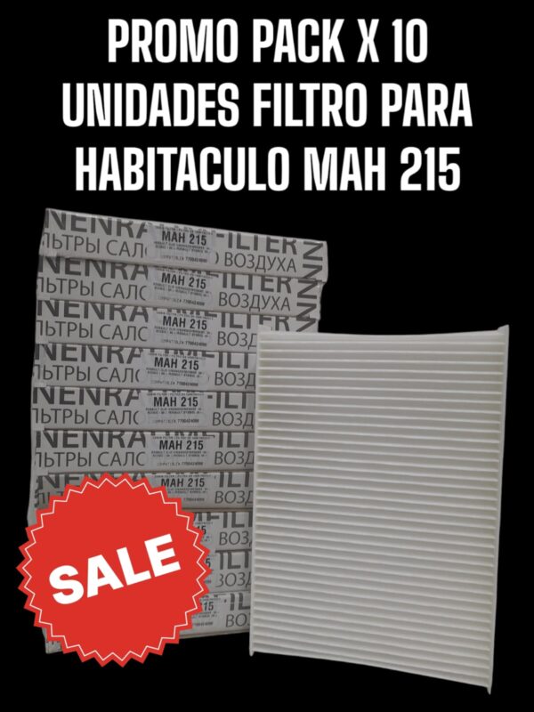 PROMO PACK X 10 UNIDADES Filtros para Habitáculo - RENAULT CLIO II 00-/KANGOO 99-/MEGANE 1.9/SCENIC 99-/SYMBOL (OEM : 7700424098) - MAH 215  (MAH 215 MH 407 AKX-35112 CF 9085 HM 2045 TH 943 CU 2945 7700424098)