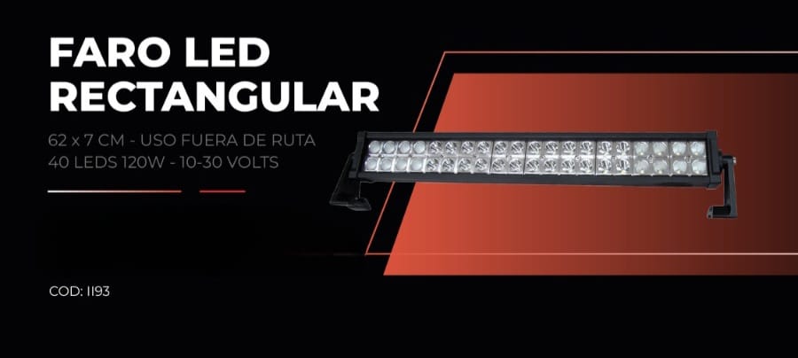 ( BARRA LED 120WMEDIDAS: 62 cm (ancho) x 7 cm (alto)Voltaje de operacion: 10-30 DCResistencia al agua; IP67.Material: Carcasa de aluminio.Tipo de iluminación: Combo Flood (60º) Spot (30º) ) BARRA LED PARA 4X4 F1-CLARA 120W (MEDIDA 62 cm x 7 cm DISPARADOR ANCHO 6,5 CM 40 LEDS ) - QKL II93 - Image 2