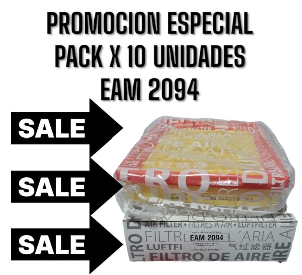 PROMO PACK X 10 UNIDADES [FILTRO EMAFI] CHEVR ONIX/PRISMA II 1.4N 13- - EAM 2094 (SIMIL AIPA 405)(EAM 2094 MR 383P FAP-3286 CA 10891 AMPI 1240 - C 24034 94757663)