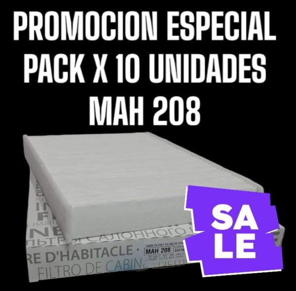 PROMO PACK X 10 UNIDADES Filtros para Habitáculo - PEUGEOT 307/308/408/RCZ/CITROEN C3/C4/DS4/XSARA PIC (OEM : 6447KK) (285 x 180 x 30) ("AKX-1446 | MH156 / MH354CF9398 | CU 2940") - MAH 208  (MAH 208 MH 156/354 AKX-1446 CF 9398 HM 2019 TH 918 CU 2940 6447KK)