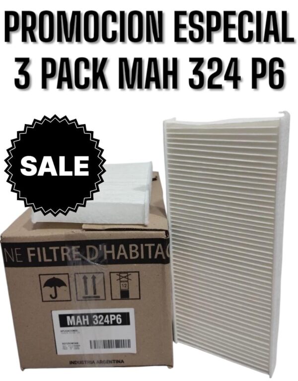 PROMO ESPECIAL Filtros para Habitáculo - 3 PACK X 6 UNIDADES (TOTAL 18 FILTROS ) TOYOTA ETIOS 13- (OEM : 871390D080) (310 x 132 x 28) ("AKX-2161 | MH954CF12018") - MAH 324P6  (MAH 324 MH 954 AKX-2161 CF 12018 HM 2146 - - 871390D080)(TOYOTA COROLLA 1.6 HYBRID 20>/ETIOS 1.5 16V 13>/YARIS 1.3 VVT 09>                         871390D080    CU 13 002/1    CF12018   AKX-2161   MH954   HM2146                                                        310    132    28    Rectangular    6       )