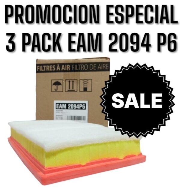 PROMO ESPECIAL [FILTRO EMAFI] 3 PACK X 6 UNIDADES (TOTAL 18 FILTROS ) CHEVROLET ONIX/PRISMA II 1.4N 13- (171 x 52 x 242)(EAM 2094 MR 383P FAP-3286 CA 10891 AMPI 1240 - C 24034 94757663)) ("CA10891 (FRAM)C 24 034 (MANN)MR383P (MARENO)AMPI1240 (MASTERFILT)FAP-3286 (WEGA)94757663 (GM)") - EAM 2094P6    (SIMIL AIPA 405)(CHEVROLET ONIX 1.4 13>/PRISMA II 1.4N 13>                                                  94757663       C 24 034      CA10891    FAP-3286    MR383P   AMPI1240                                                        "241    173     51      Panel      6)con Prefiltro"