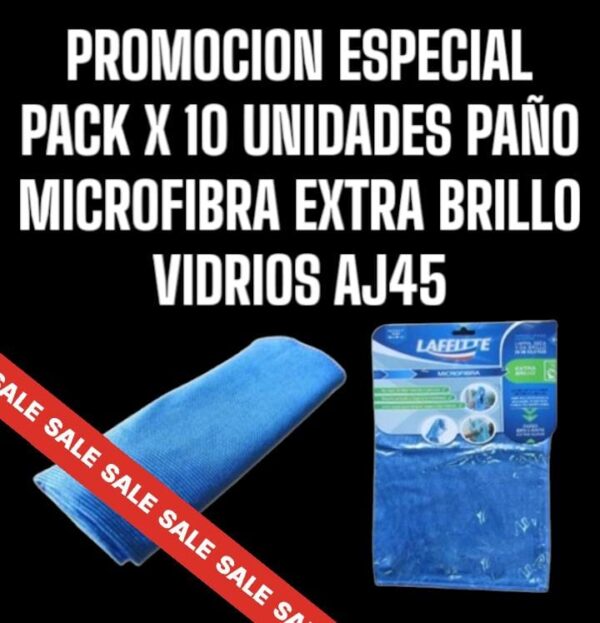 PROMO X 10 UNIDADES PAÑO DE MICROFIBRA EXTRA BRILLO VIDRIOS - LAF AJ45 PAÑOS - LIMPIEZA - MICROFIBRAS