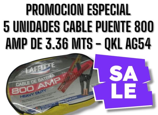 PROMO X 5 UNIDADES CABLE PUENTE 800AMP (3.36 METROS) - QKL AG54 (cb054)