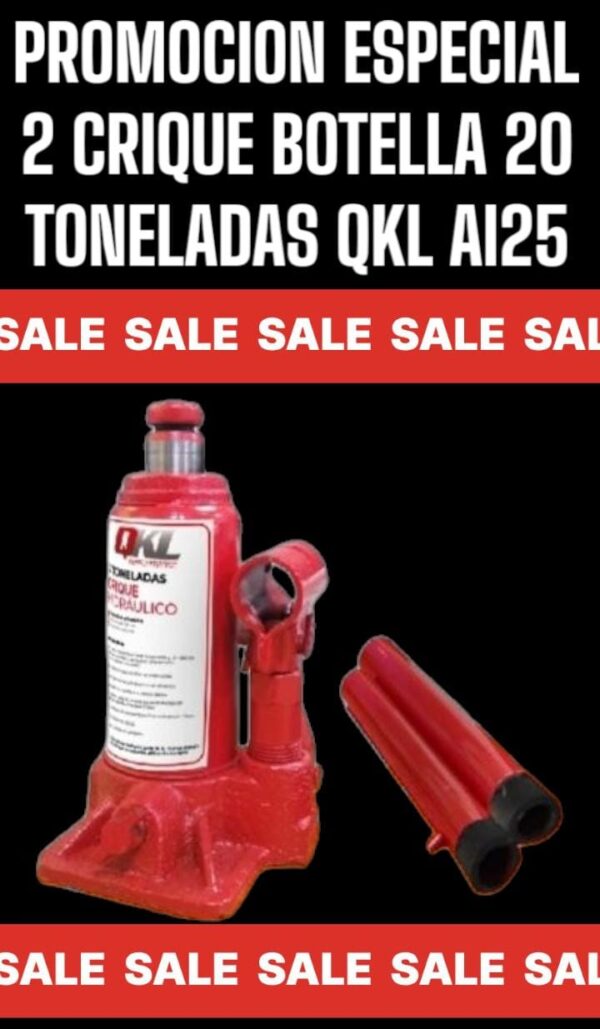 PROMO X 2 UNIDADES CRIQUE BOTELLA QKL 20 TONELADAS (ALTURA MINIMA 240MM / ALTURA MAXIMA 400MM VALVULA DE SEGURIDAD PARA SOBRECARGA )- QKL AI25