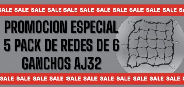 PROMO X 5 UNIDADES RED TEJIDA CHICA PARA MOTO 6 GANCHOS (60X40 CM) - QKL AJ32