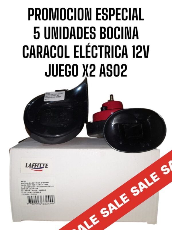 PROMO X 5 JUEGOS BOCINA CARACOL ELECTRICA 12V X 2 UNNIDADES  - QKL AS02