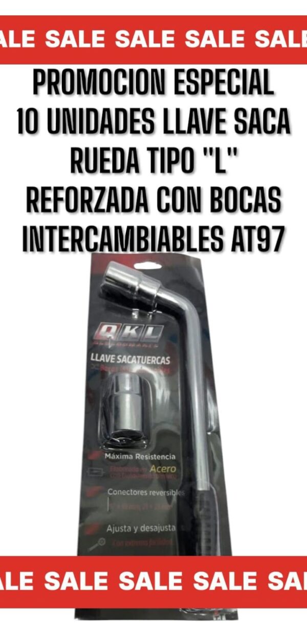 PROMO X 5 UNIDADES LLAVE L (CRUZ) SACATUERCAS C/BOCAS INTERCAMBIABLES - QKL AT97