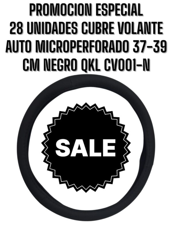 PROMO X 28 UNIDADES CUBRE VOLANTE  AUTO MICROPERFORADO  37/39 CM NEGRO - QKL CV001-N