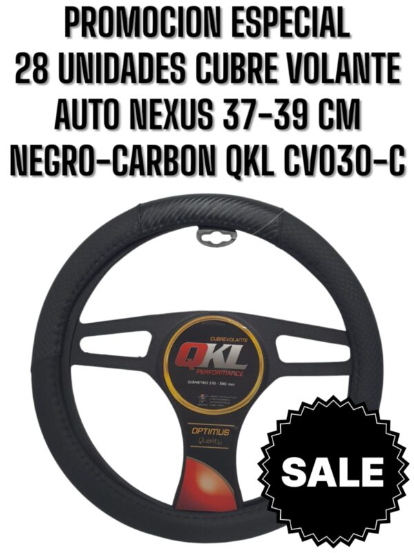 PROMO X 28 UNIDADES CUBRE VOLANTE  AUTO NEXUS  37/39 CM NEGRO-CARBON QKL  - QKL CV030-C