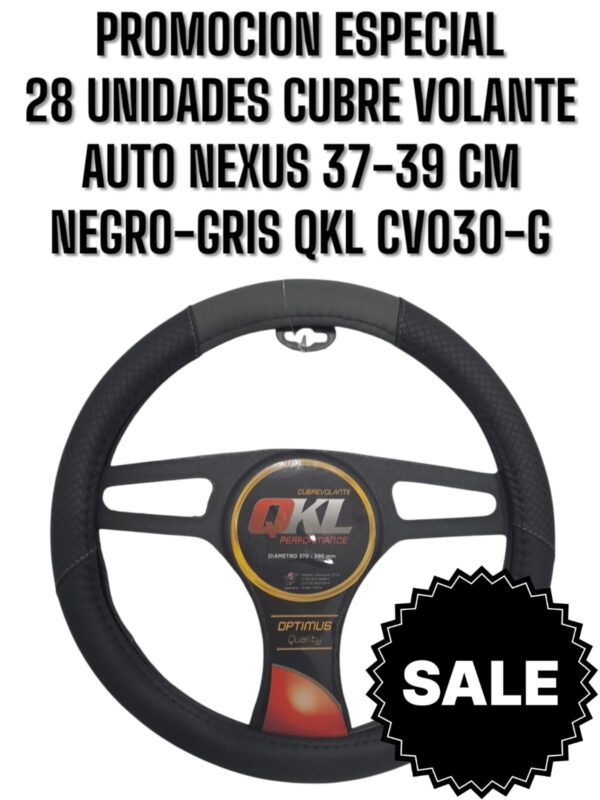 PROMO X 28 UNIDADES CUBRE VOLANTE  AUTO NEXUS  37/39 CM NEGRO-GRIS QKL  - QKL CV030-G