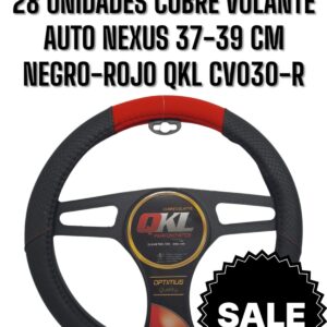 PROMO X 28 UNIDADES CUBRE VOLANTE  AUTO NEXUS  37/39 CM NEGRO-ROJO QKL  - QKL CV030-R