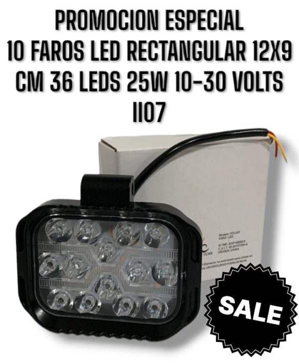 PROMO X 10 UNIDADES ( FARO PROYECTOR LED RECTANGULAR 25W Medidas: 12,3 x 8,7 x 3 cmVoltaje: 12 - 80 DC - Color de la Luz: BlancaMaterial: Aluminio DieCast - Soporte de Acero InoxidableImpermeabilidad: IP67 ) FARO  LED S POWER 25W  - QKL II07