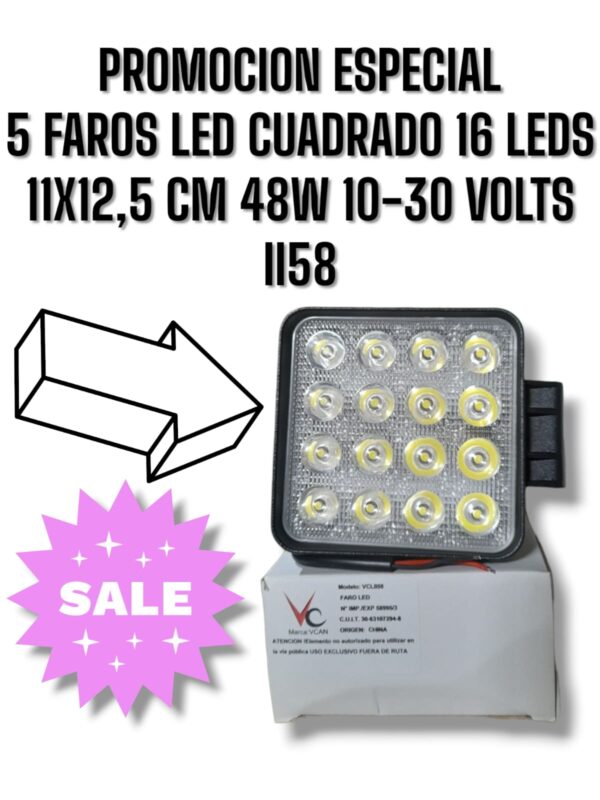 PROMO X 5 UNIDADES FARO PROYECTOR 48W CUADRADO F1-CLARA - QKL II58