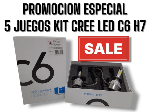 PROMO X 5 JUEGOS (CAJA X JUEGO DE 2 UNIDADES) KIT CREE LED C6 H7 12/24V - CREE/H7