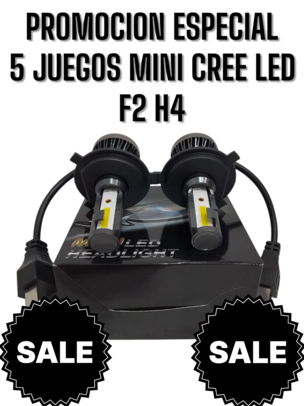 PROMO X 5 JUEGOS (CAJA X JUEGO DE 2 UNIDADES) KIT CREE LED MINI PLUS H4 12/24V - CREE/H4 MINI