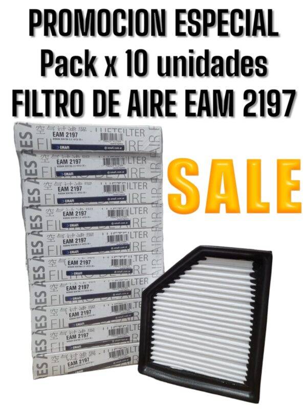 PROMO PACK X 10 UNIDADES [FILTRO EMAFI] Filtro de Aire NISSAN SENTRA 2.0 147CV 20> - EAM 2197(EAM 2197 - - - - - - 165466LA0A)