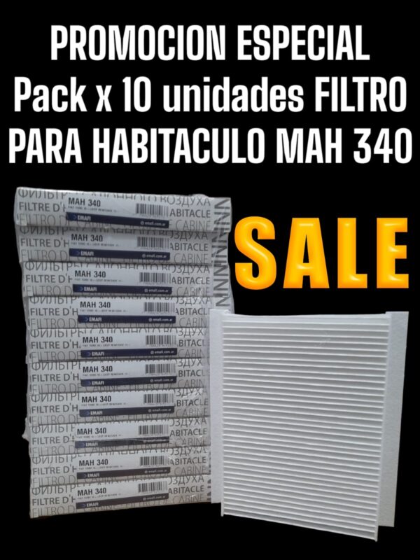 PROMO PACK X 10 UNIDADES Filtros para Habitáculo - FIAT TORO 16-/JEEP RENEGADE 15- (OEM : 51979427) - MAH 340   ( MAH 340 MH 216 AKX-2108 CF 11662 HM 2160 TH 1001 CU 16005 51979427)
