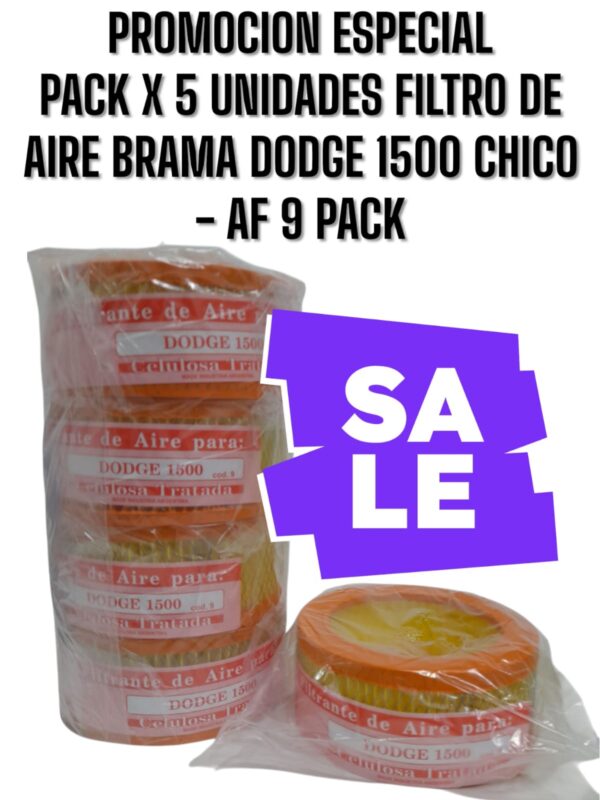 PROMO PACK X 5 UNIDADES FILTROS DE AIRE BRAMA: Dodge 1500 chico / GT 90 / Siam Di Tella - AF 9