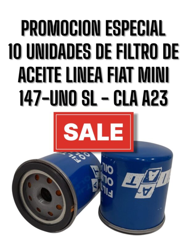 PROMO X 10 UNIDADES FILTROS DE ACEITE  Linea Fiat   Mini 147-UnoSL 1,4-1,6 (SIMIL ORIGINAL) - CLA A23
