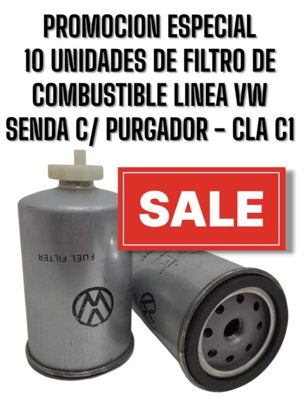 PROMO X 10 UNIDADES FILTROS DE  COMBUSTIBLE Linea Volkswagen Senda Con Purgador (Unidad sellada de combustible (SIMIL ORIGINAL)- CLA C1