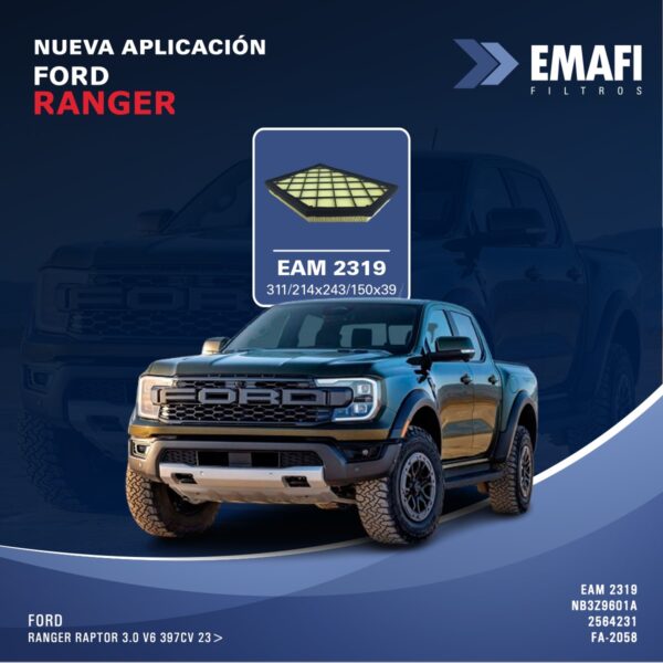 [FILTRO EMAFI]  FORD RANGER RAPTOR 3.0 V6 397CV 23>        NB3Z9601A         -        -        -        -        FA-2058 - EAM 2319