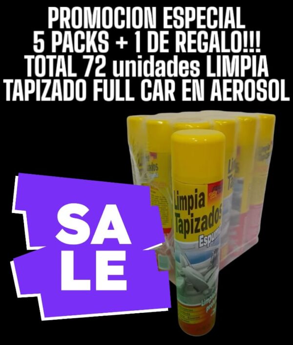 PROMO ( COMPRA  72 UNNIDADES = PAGAS 60 ) Limpia Tapizados aerosol - FUL 729 - FUL 727 FULL CAR (SIMIL K78 312 - A3620/12)   (Producto biodegradable para la limpieza de alfombras ytapizados tejidos, de cuero, pana o vinílicos.)