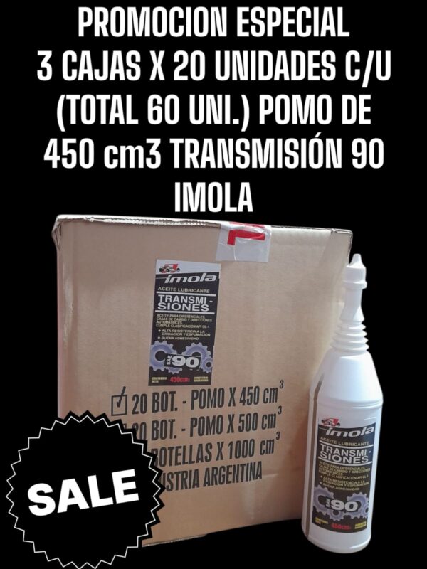 PROMO X 3 CAJAS X 20 UNIDADES (TOTAL 60 UNNIDADES) POMO TRANSMISION IMOLA (TR90) SAE90 X 450cc - PLUS 3052 IMOLA