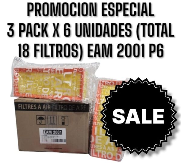 PROMO ESPECIAL [FILTRO EMAFI] 3 PACK X 6 UNIDADES (TOTAL 18 FILTROS ) [FILTRO EMAFI] PACK X 6 UNIDADES  CHEVROLET CORSA 1.8 00-|MERIVA 1.8 02-/NUEVO CORSA 1.8 00- (206 x 42 x 290)(EAM 2053 MR 289 FAP-3280 CA 9391 AMPI 1099 AR 1649PM C 30125/4 9129747)
) ("CA9391 (FRAM)
C 30 125/4 (MANN)
MR289 (MARENO)
AMPI1099 (MASTERFILT)
AR1649PM (TECNECO)
FAP-3280 (WEGA)
9129747 (CHEVROLET)"
) - EAM 2053P6 (SIMIL AIPA 402)(CHEVROLET CORSA 00>/MERIVA 1.8 02>/NUEVO CORSA 1.8 00>                                9129747      C 30 125/4     CA9391    FAP-3280    MR289   AMPI1099                                                        291    205     38      Panel      6 )
