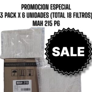 PROMO ESPECIAL [FILTRO EMAFI] 3 PACK X 6 UNIDADES (TOTAL 18 FILTROS ) Filtros para Habitáculo - PACK X 6 UNIDADES RENAULT CLIO II 00-/KANGOO 99-/MEGANE 1.9/SCENIC 99-/SYMBOL (OEM : 7700424098) (231 x 157 x 30
) ( "AKX-35112 | MH407
CF9085 | CU 2945"
) - MAH 215P6  (MAH 215 MH 407 AKX-35112 CF 9085 HM 2045 TH 943 CU 2945 7700424098)(RENAULT CLIO II/KANGOO/MEGANE 1.9 dTi 99>/SCENIC 99>/SYMBOL 09>                        7700424098     CU 2945      CF9085    AKX-35112   MH407   HM2045                                                                231    157    30    Rectangular    6        )