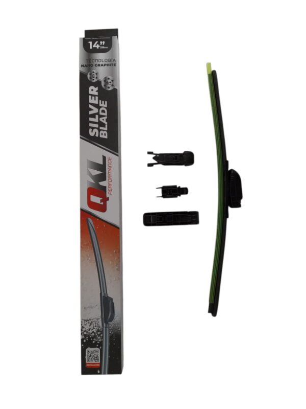PROMO CAJA X 10 UNIDADES ESCOBILLA QKL (14") DELANTERA CURVA SILVER QKL 14" 1 PZA 14 " DEL.CURVA (la escobilla es apenas mas liviana , trae 4 enganches en lugar de 8 y viene sin los topes en las puntas , la goma y calidad es la misma) - ESC SB014-Q SIMIL = ESC AR64 (UB014-Q) - Image 3