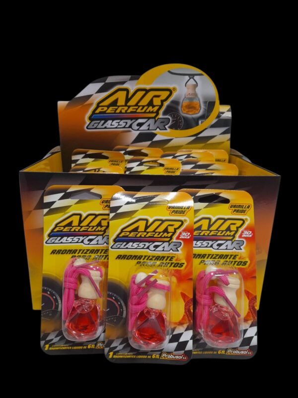 PROMO X 12 UNIDADES UNI AIR PERFUM GLASSY CAR VAIN BLI12unid.x 6ml (Limón, Manzana, Caribean, Tropical) - Image 2