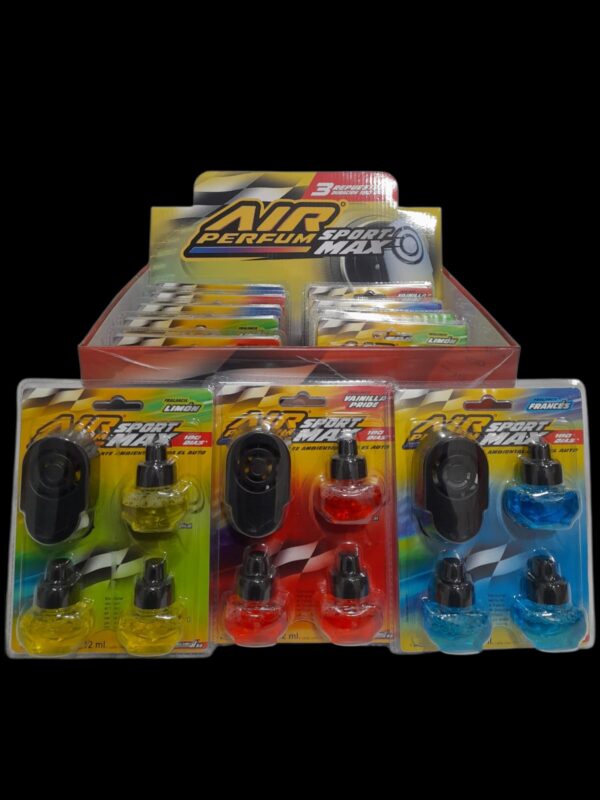 PROMO X 12 UNIDADES TC AIR PERFUM SPORT MAX SURTIDO 12unid.c/3 x 12ml ((Aireador + 3 REPUESTOS) Fragancias Surtida: Vainilla Pride-Frances-Limon) - Image 2
