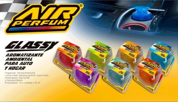 PROMO X 48 UNIDADES TC AIR PERFUM GLASSY CAR POTE SUR48unid.x 5ml (Limón, Manzana, Caribean, Tropical)