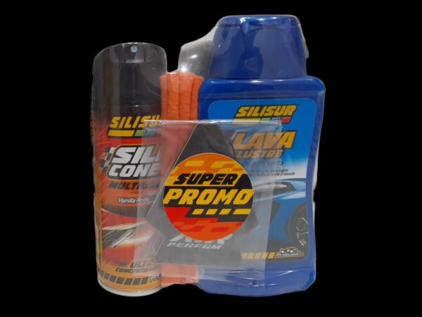 PROMO X 4 UNIDADES TC K2 SILISUR KIT LAVADO ESPONJA 1 Pack x 4 unid ESPONJA + FRANELA + REJILLA + SILICONA AERO. ULTRA 140g + CERA, LAVALUSTRE ó LAVAAUTOS SILICONADO 350cc + PINO PERFUMADO - Image 2